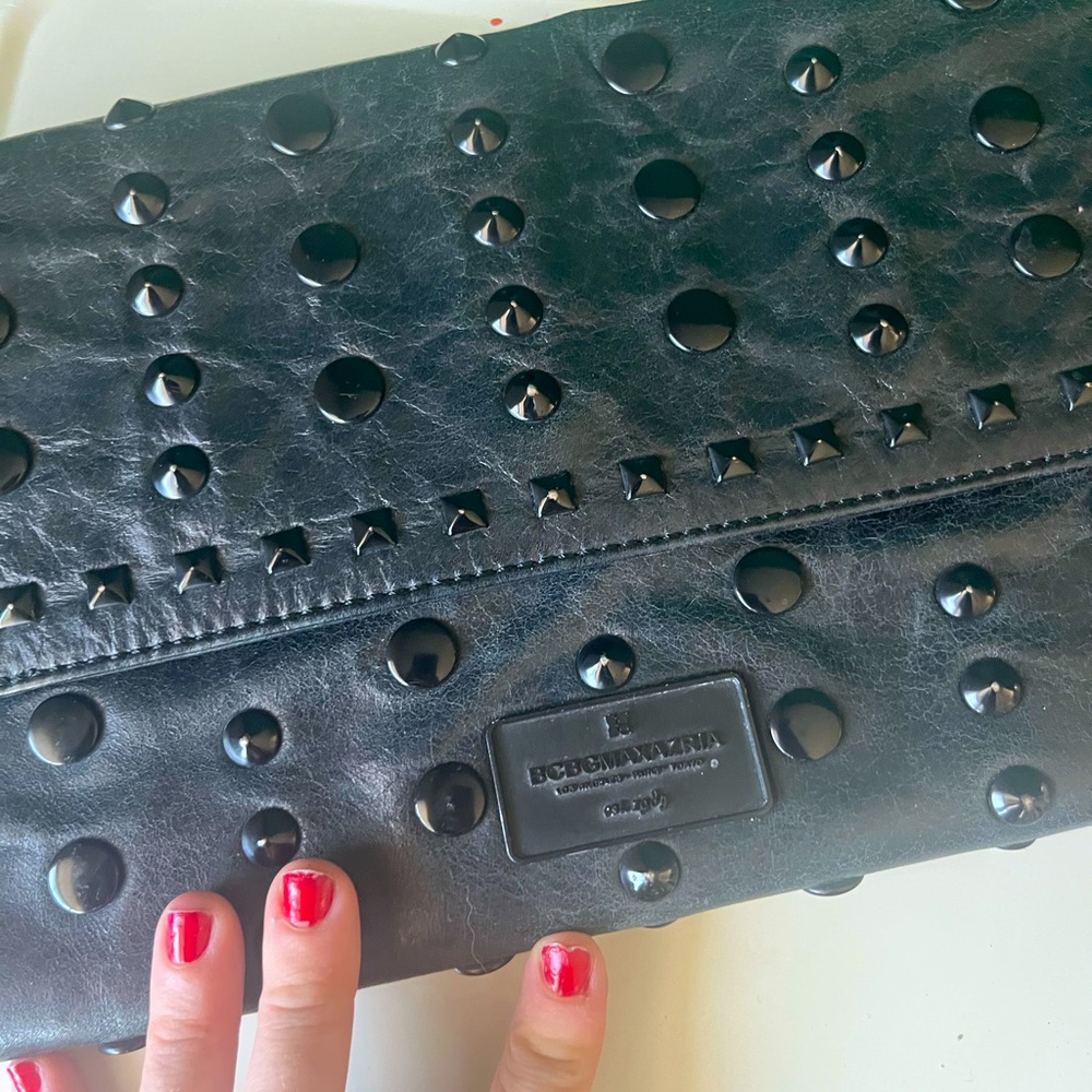 BCBG Studded Leather Clutch Wallet